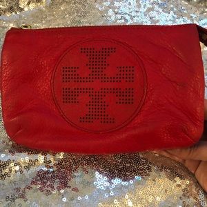 Tory Burch red makeup bag